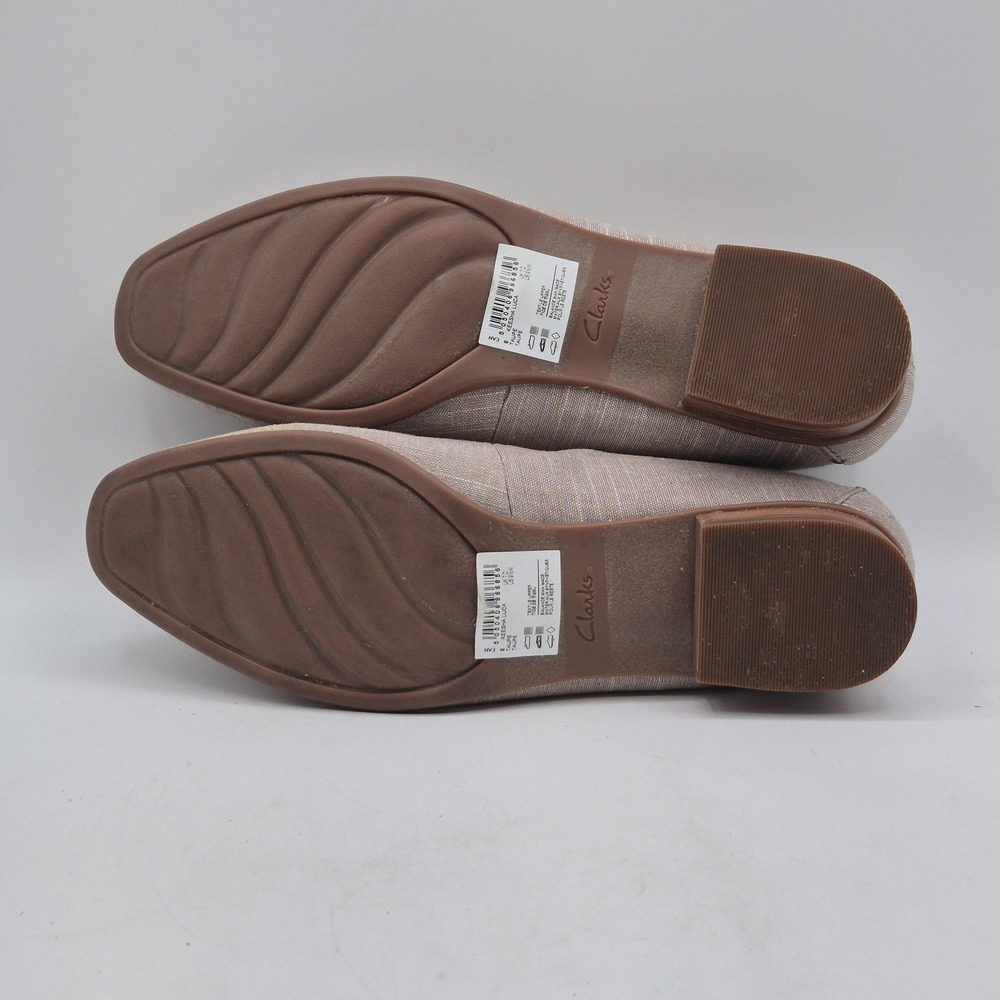 Clarks Shoes Womens Size 9.5 Taupe Textile Loafer Flats Slip On Low Heel EU 41 - Picture 9 of 12